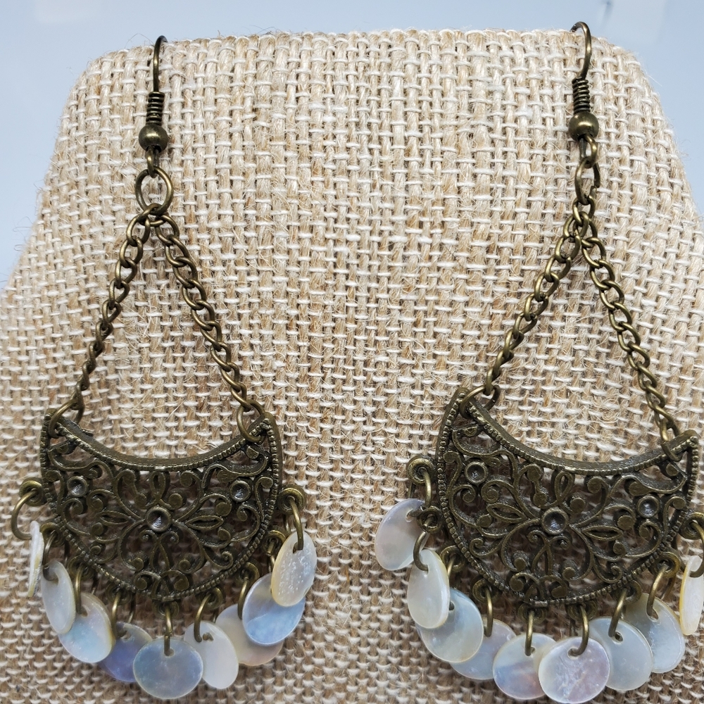 Handcrafted BOHO mother of pearl earrings